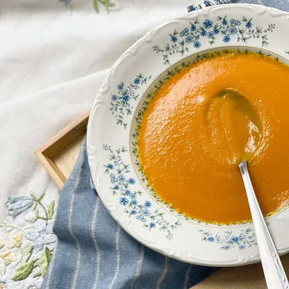 Crema de calabaza, curry, coco ynaranja