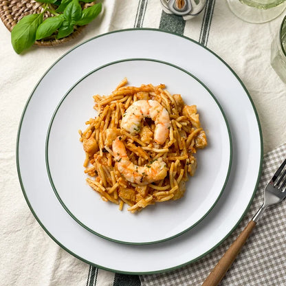 Fideos con bacalao y langostinos