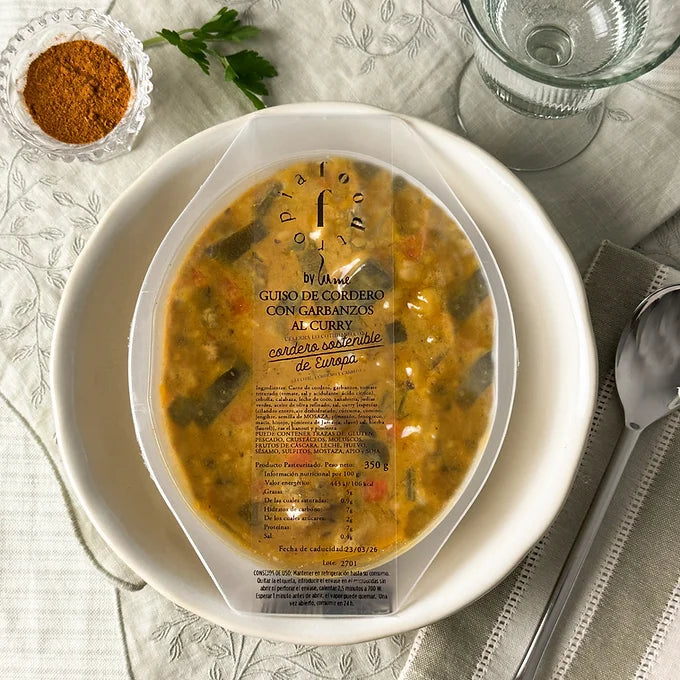 Guiso de cordero con garbanzos al curry