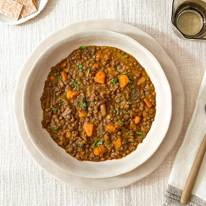 Lentejas con setas y calabaza