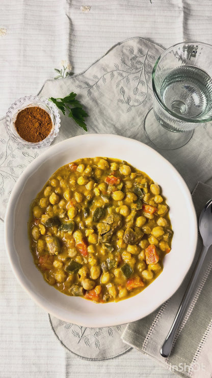 Guiso de cordero con garbanzos al curry