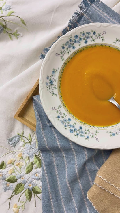 Crema de calabaza, curry, coco ynaranja